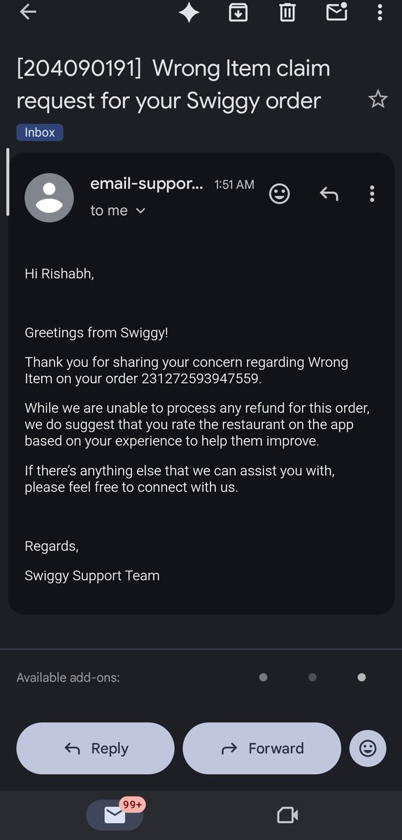 RishabhRajan's tweet photo. @Swiggy ordered veg whopper and double crispy veg with cheese slice , got single patty without cheese slice and after complaining to the chat support no proper resolution handling and only bullshit texts , is this the way to manage complaints ?? Auto GENERATED mail ?@SwiggyCares https://t.co/itRjfVIBHk