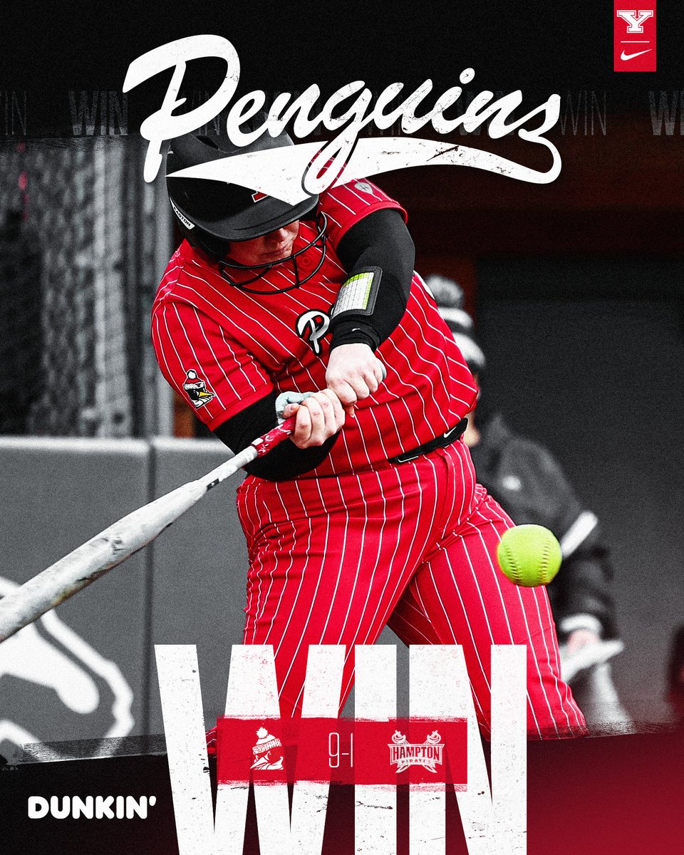 PENGUINS WWWIN!!!

Make it 3 in a row!!1

YSU 9, Hampton 1

Emma Gilkerson went 4-for-4 while Tai Turner was 2-for-4 with a HR and 2 RBIs.

Kennedy Dean and Ayla Ray each went 2-for-3 and Dean drove in 2 runs..

Kennedy Kimball struck out 8 for her first career win.

#GoGuins