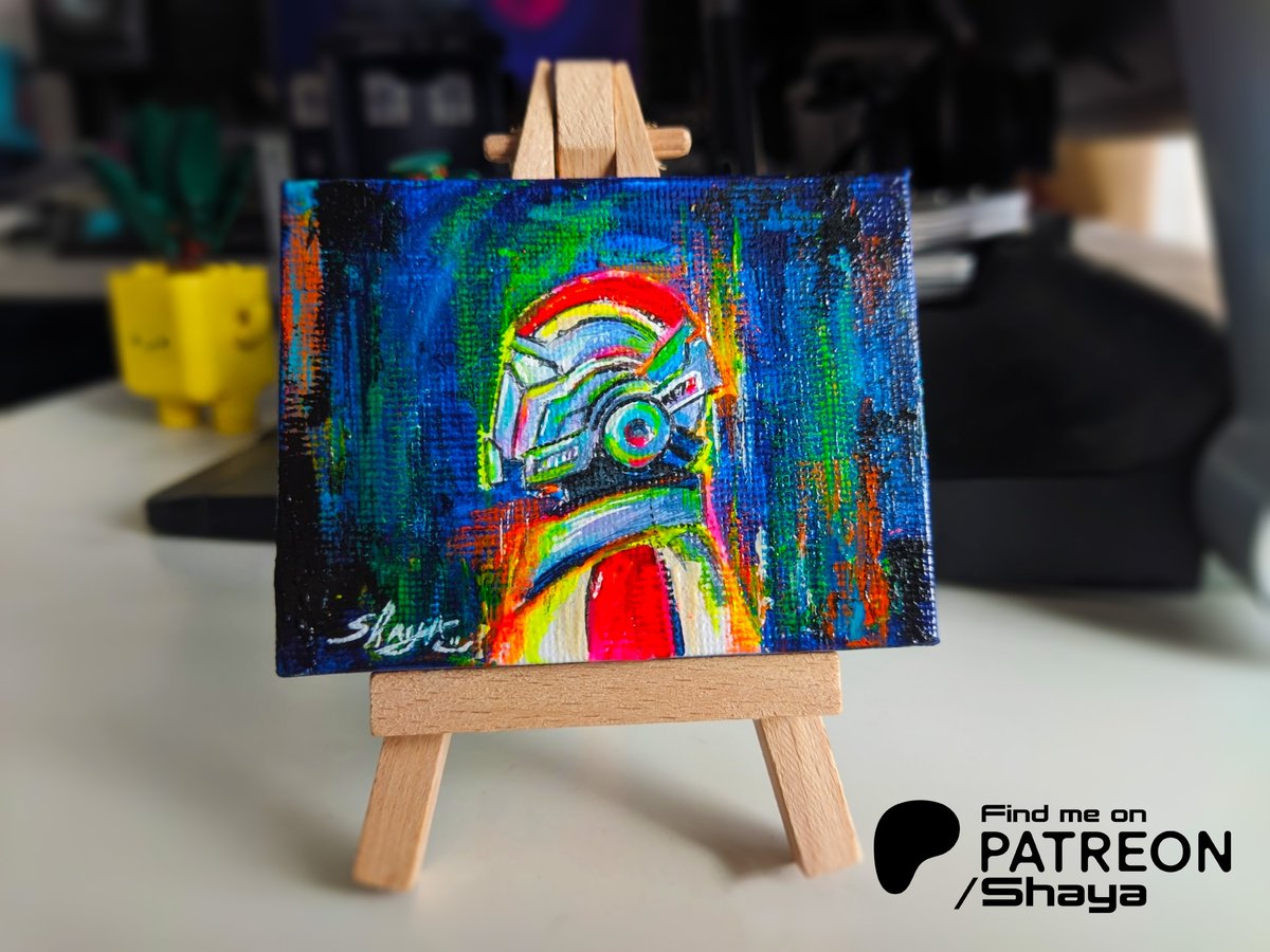 ShayaFury's tweet image. Commander Shepard a.k.a. @Mark_Meer @jhaletweets   #NEON min #canvas
This is probably the smallest canvas I have ever made so far! I used for this one high quality acrylic #paints, finisher and a canvas size 6x8 cm with mini easel.
I hope you like it @masseffect @bioware #art