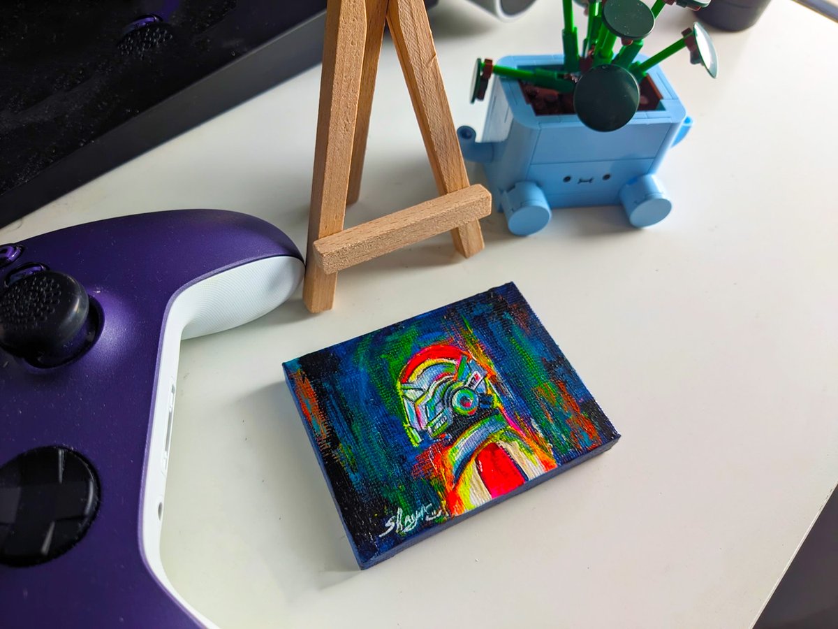 ShayaFury's tweet image. Commander Shepard a.k.a. @Mark_Meer @jhaletweets   #NEON min #canvas
This is probably the smallest canvas I have ever made so far! I used for this one high quality acrylic #paints, finisher and a canvas size 6x8 cm with mini easel.
I hope you like it @masseffect @bioware #art