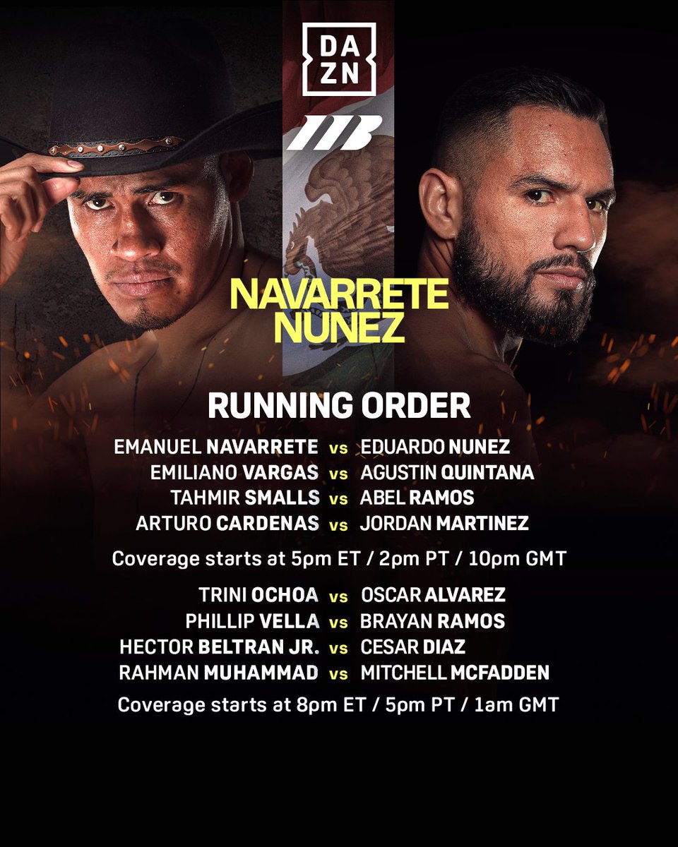 DAZNBoxing's tweet photo. This full card is going to have high end action! 🥊

#NavaretteNunez | Tonight | Live on DAZN https://t.co/w4hAoj1hE3