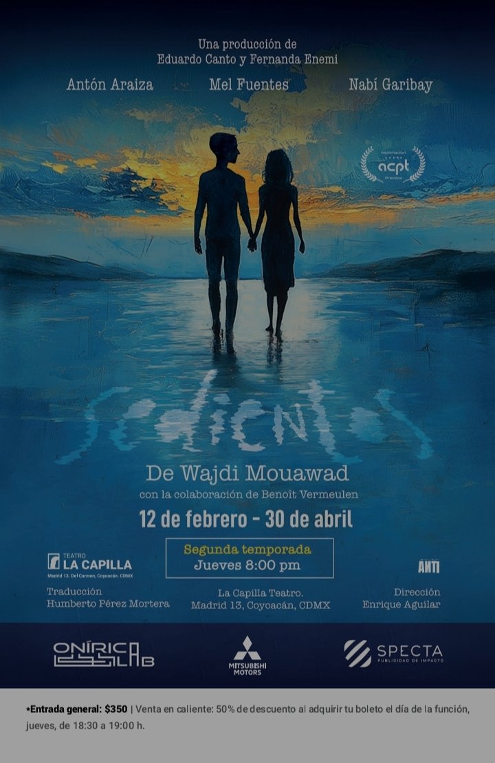 EnriqAguilarS's tweet photo. PROMO: 
¡BOLETOS DE $100!
A las primeras 10 personas que comenten su nombre completo.
SEDIENTOS de #WajdiMouawad
Jueves 05 de Marzo 8pm.
@LaCapillaTeatro 
Nominada @LOSACPTMX
#TeatroIndependiente
#TeatroMexicano
#HacemosTeatro 
#TeatroParaTodos https://t.co/dNZ65OrSOT