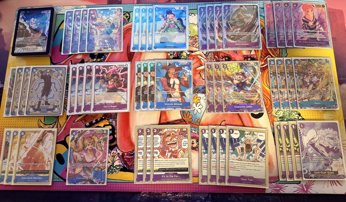 Played in The Admirals Cup in Magdeburg today hosted by Raid’n Trade.
Final Score: 6-2 17th sadly bubbled out of the top 16 rewards 🥲
I played UP Luffy again

MU

R1 ⚫️imu ❌
R2 🔴⚫️Sabo ✅
R3 🟢Bonney ✅
R4 ⚫️Imu ✅ 🎲
R5 🔴🔵Ace ❌
R6 🟣🟡Rosi ✅
R7 🔵🟡Boa ✅🎲
R8 🔵🟡Boa ✅