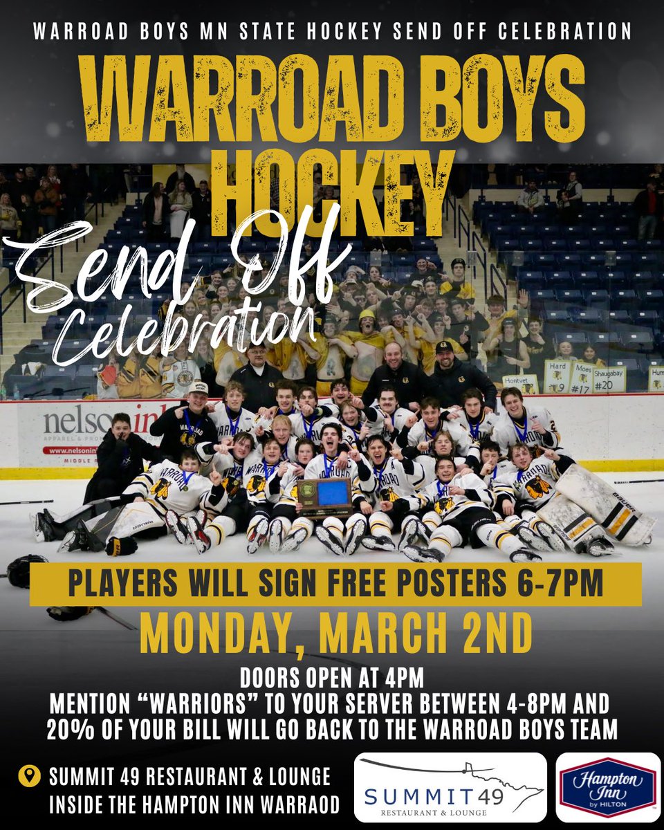 Send-off celebration for Warroad Boys Hockey!!💛🖤