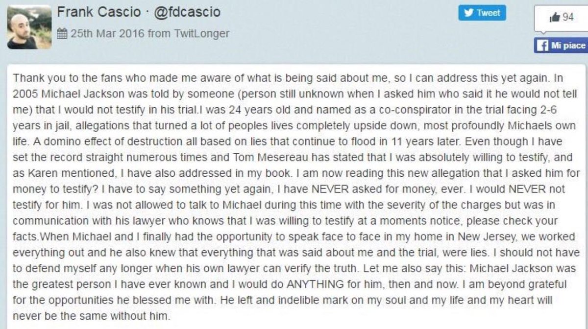 "I would do Anything for him " yeah unless you're broke and too stupid to find a job. 🤡 but hey why work when you can sue Michael right? He treated you like family and as soon as the cash stopped you turned against him. Disgusting