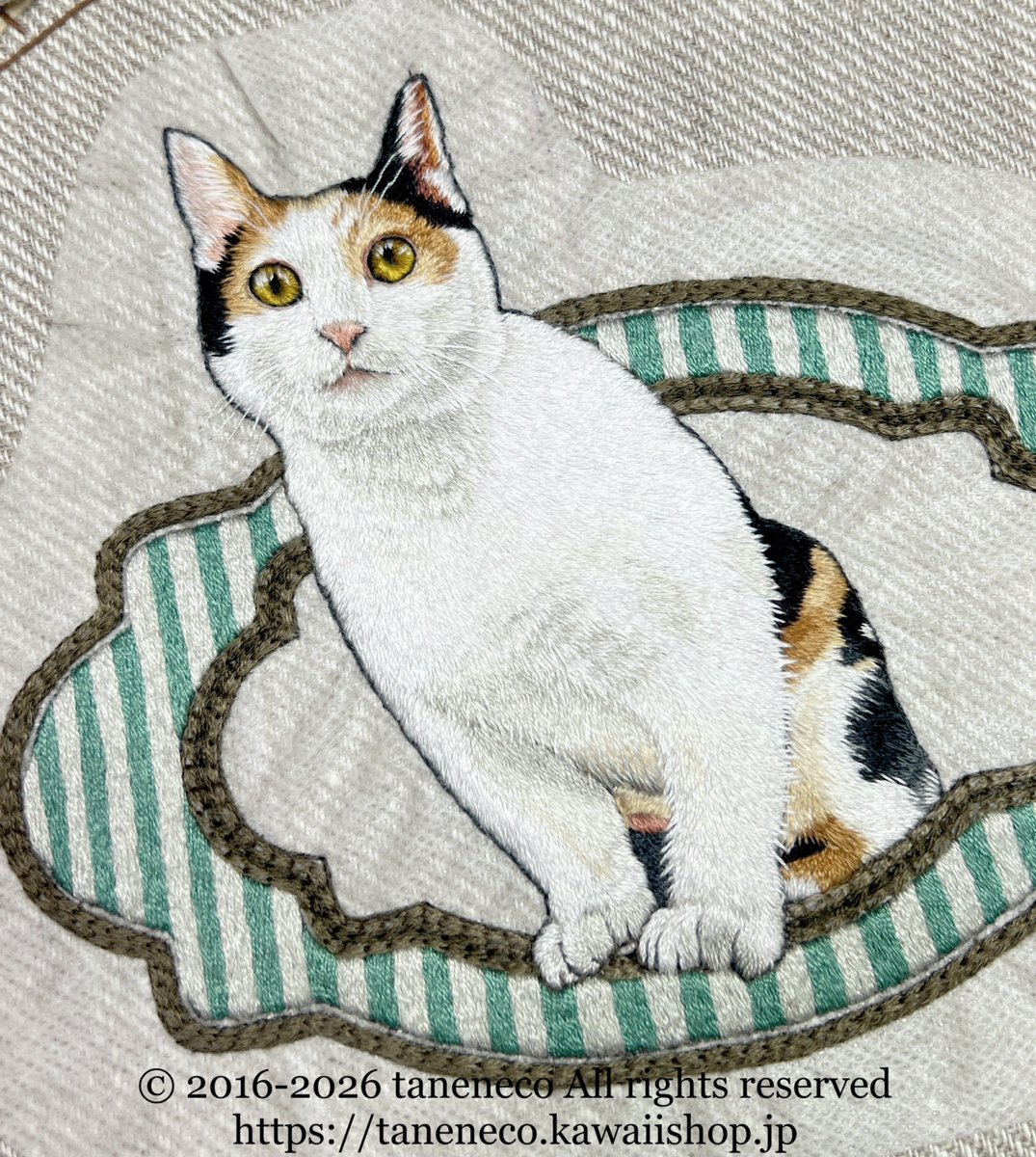 3月は #三毛猫 刺繍完成から スタートです #手刺繍 の魅力をお伝えし