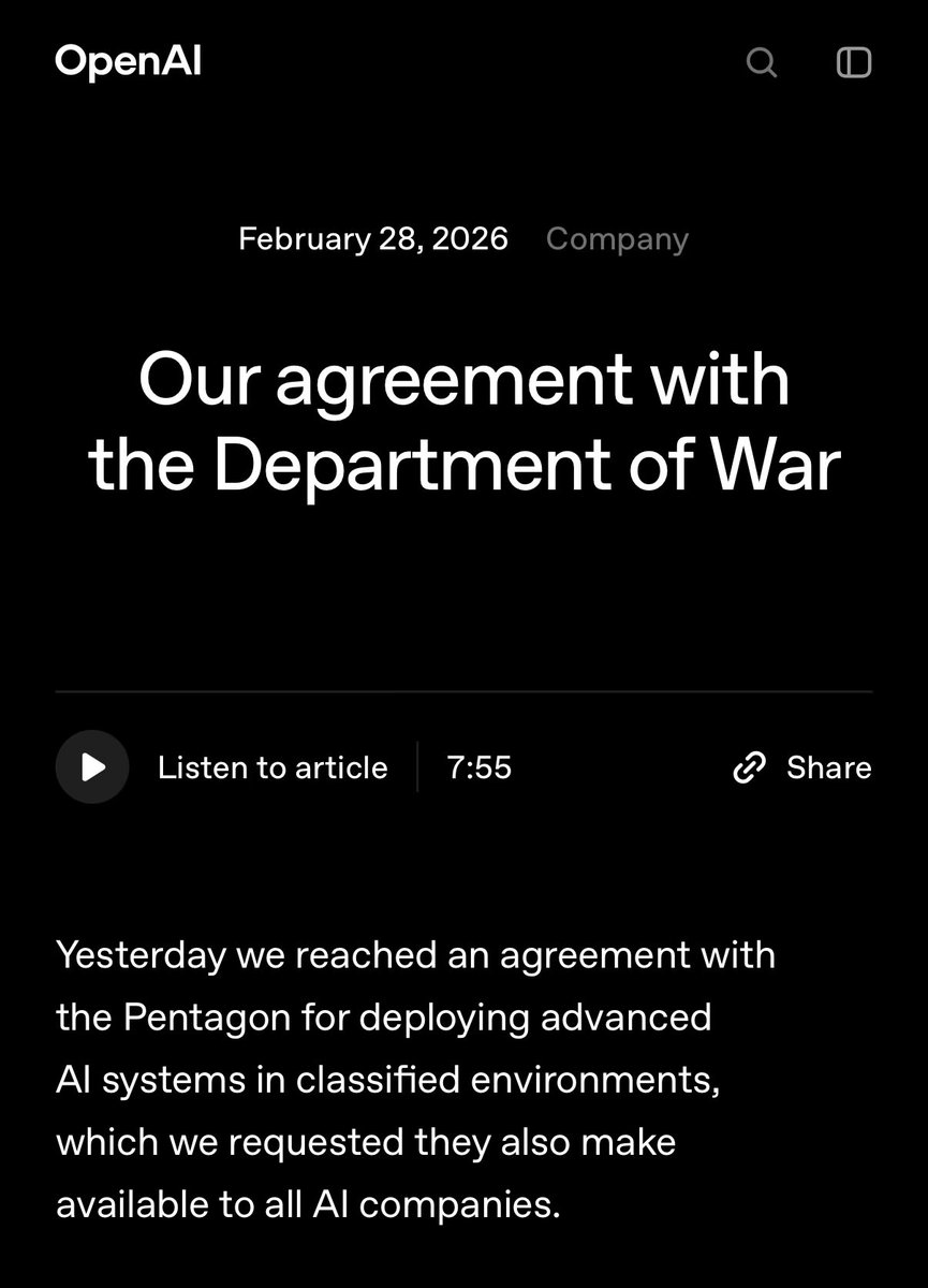 OpenAI agreement post