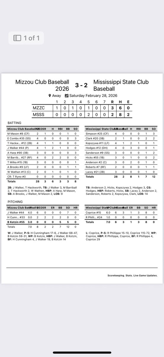 Mizzou Club Baseball tweet media