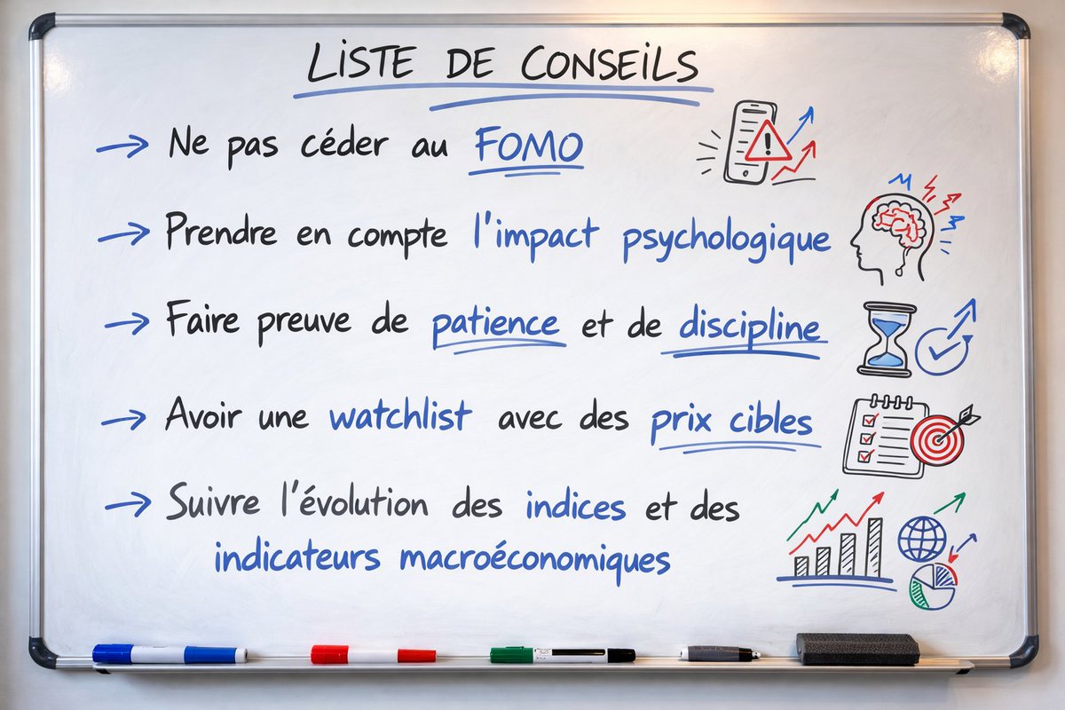 MLBourse's tweet photo. Avant ce début de semaine qui risque d'être très mouvementé, il est important de rappeler qu'il faut :

Rester rationnel et respecter sa stratégie, même si le marché semble s’emballer.

Avoir une stratégie (grâce à une watchlist et des paliers d'achat) permet d'avoir une décision stratégique plutôt qu'une réaction émotionnelle.