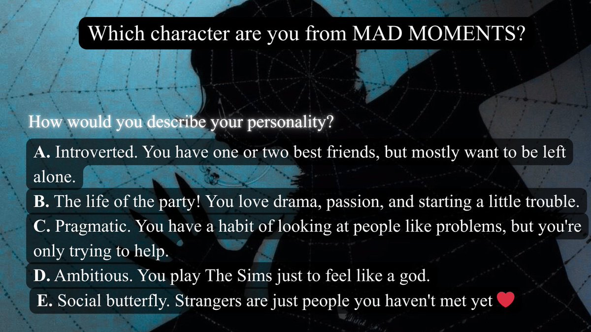 RStamfordAuthor's tweet photo. Wonder who you'd be as a character in MAD MOMENTS, a psychological horror with paranormal elements? Take this quiz! 👻🔮💙

If your character seems true, you may be interested in my novel with time loops, an isolated asylum, and women's wrongs. #UnhingedPit #A #H #Q https://t.co/wFpSx9JLe0