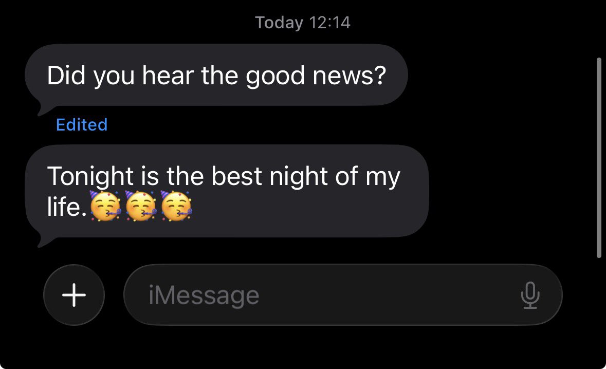 KellySaberi's tweet photo. Text from my cousin following Israel’s announcement that Khamenei has been killed. It’s hard to put it into any other words but these. https://t.co/JL3cZtouc2