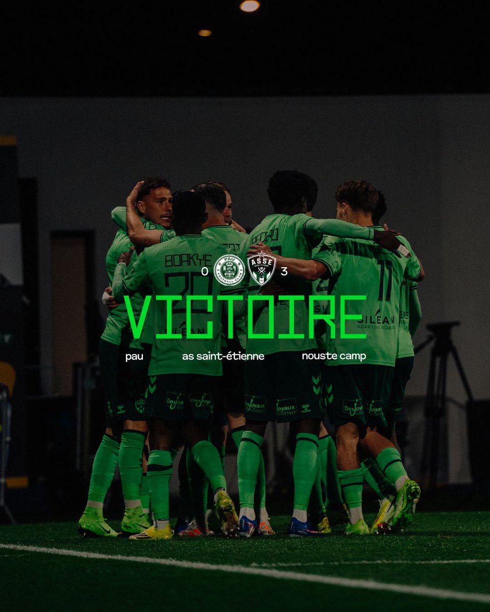 90e+4 : LA QUATRIÈME ! Les Verts prolongent la série de victoires sur un terrain où il n’est jamais simple de gagner… et font encore la belle opération du week-end ! ✌️

🟡 0-3 💚 #PAUFCASSE