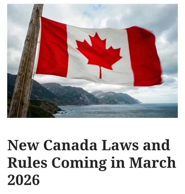 Oludeewon's tweet photo. 🚨 UPDATE: New Canada laws and rules are rolling out in March 2026.

From updates that impact everyday life to changes that could affect your finances. 

Click the link below  👇🏾
https://t.co/mmTlLTeX6n https://t.co/h91k0BVPE8