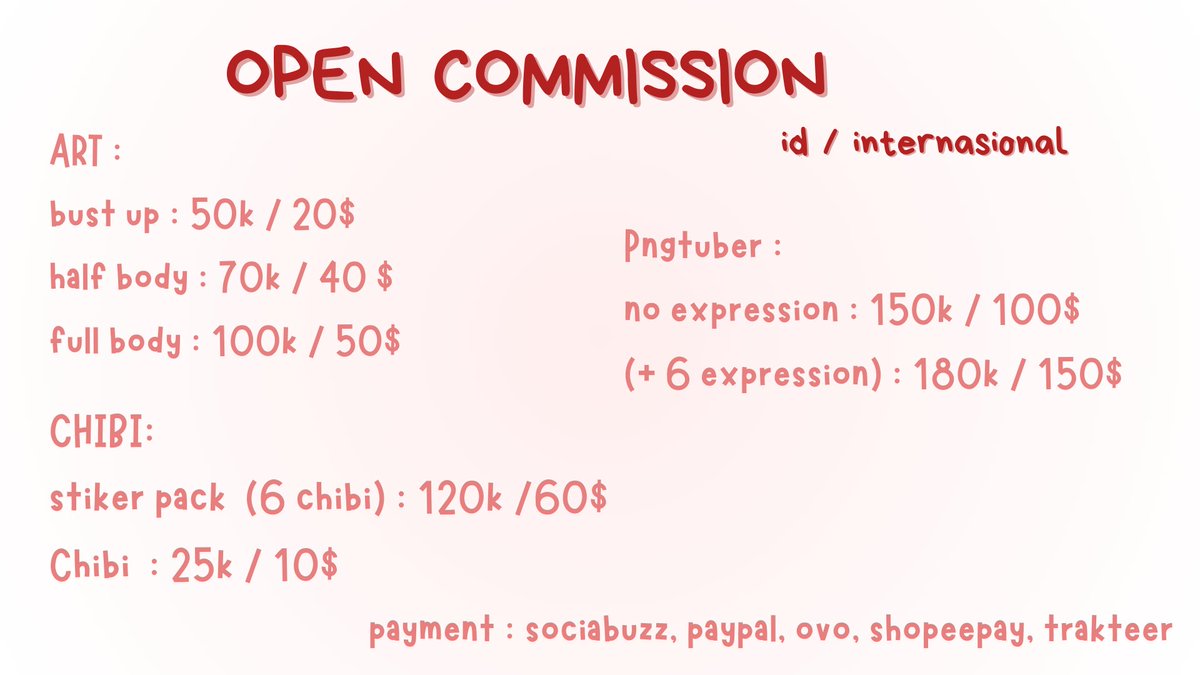 Elinlin54's tweet photo. Open art commission for id &amp; inter! 

Terms of service(T.O.S) : https://t.co/0s5gM66OaT
If you're interested, just hit me up! 
SPECIAL 20% OFF for 5 fastest client!

Payment : Paypal, Ovo, Shopeepay, Trakteer, Sociabuzz!💞
#Commission #commissionsopen #commissionart #Trending https://t.co/KgF2Lbu0gi