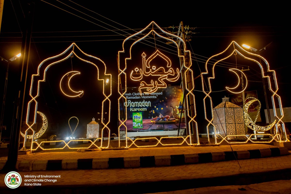 DahirMHashim's tweet photo. In the spirit of this blessed month of Ramadan, the face of Kano’s roundabouts has been beautifully transformed, reflecting our Islamic heritage and the serenity that defines this sacred season.

As we start the second ten days of Ramadan, we humbly ask Allah (SWT) to forgive our shortcomings, guide our leadership with sincerity and purpose, and grant lasting peace and prosperity to our dear State.

Ameen.

Dr. Dahir M. Hashim
Honourable Commissioner
Ministry of Environment and Climate Change
Kano State