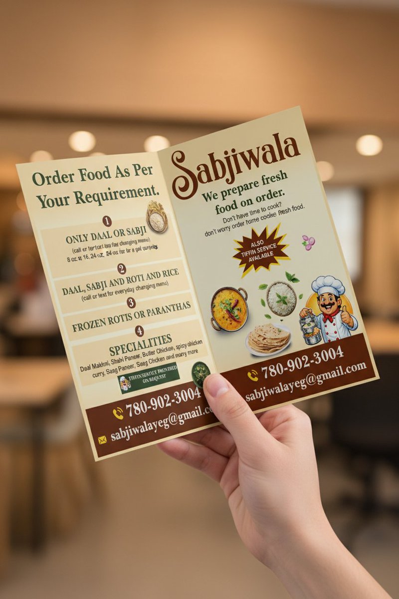 designermahia's tweet photo. Fresh Homemade Food Flyer Design for Sabjiwala 🍛
Professional bifold restaurant &amp; tiffin service marketing design.
#FoodFlyer #RestaurantDesign #TiffinService #PrintDesign #GraphicDesign #BrochureDesign #IndianFood #MarketingDesign #BehanceProject #FlyerDesign https://t.co/HOwaRj8mKj