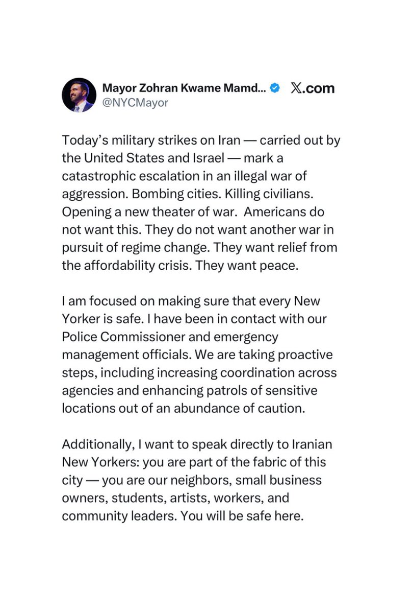 Bandingin statement ini sama paragraf pertama statement Zohran Mamdani. 

Abah Zohran 1-0 Sugiono