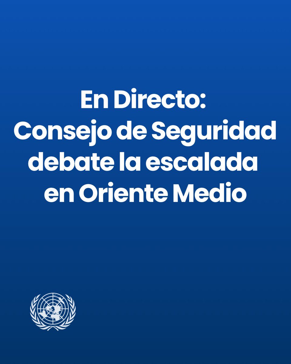 ONU_es's tweet photo. AHORA: El Consejo de Seguridad se reúne para abordar la escalada militar en Oriente Medio tras el uso de la fuerza contra Irán y las represalias en la región.

La sesión examinará sus implicaciones para la paz y la seguridad internacionales.

En directo desde nuestra sede en Nueva York: 
https://t.co/W8YSxCw79f