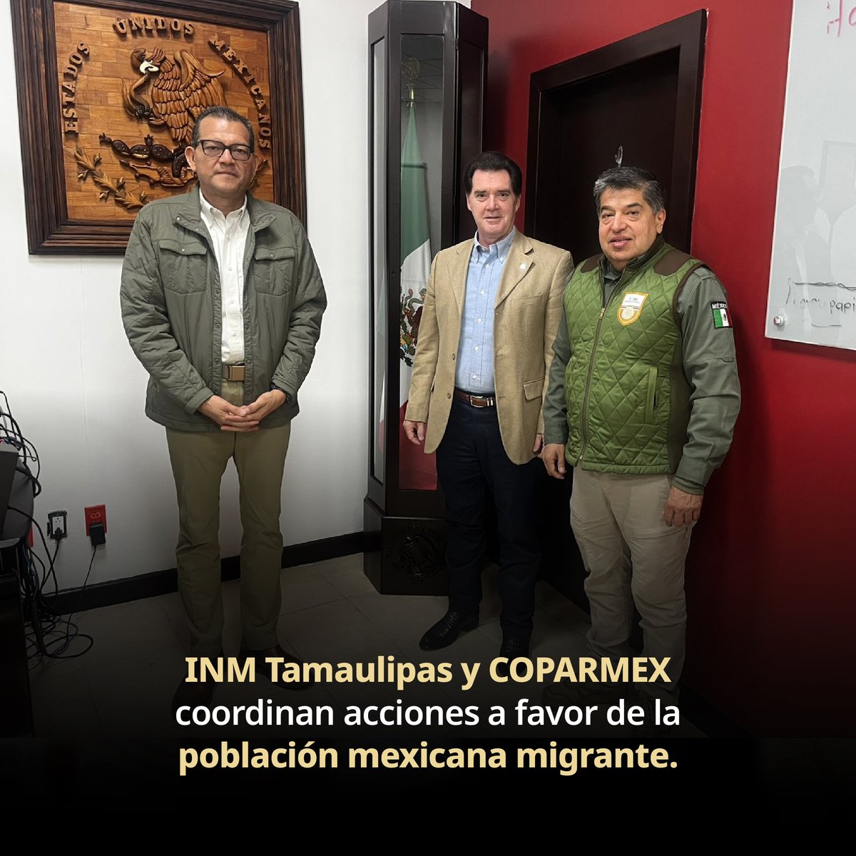 INAMI_mx's tweet image. En Tamaulipas, el titular de la Oficina de Representación del #INM, Segismundo Doguin Martínez, recibió al presidente del Comité de Migración de la @Coparmex, Héctor De La Miyar Garza, para sostener un diálogo sobre las acciones que realiza el instituto en la entidad. En dicha