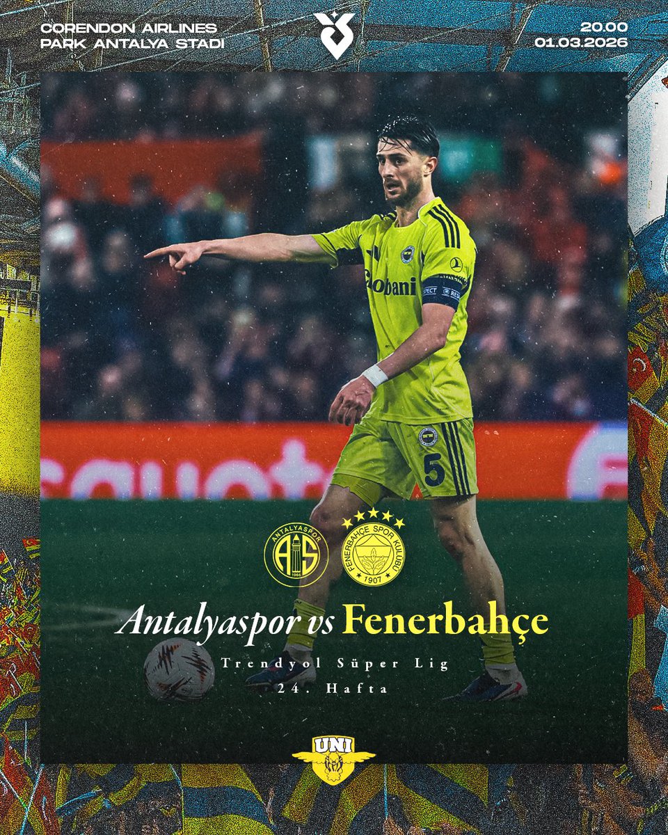 🔥 #SaldırFener
🏆 Trendyol Süper Lig 24. Hafta
🆚 Antalyaspor
⏱ 20.00
🏟 Corendon Airlines Park Antalya Stadı