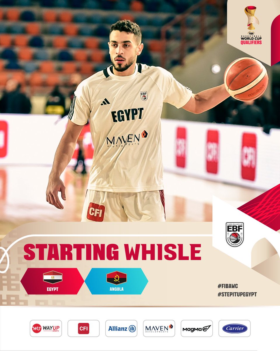 EBBFED's tweet photo. بــدايــــة الــمــبــــاراة! 🏀🔛

🇪🇬 مــــصــــــــر 🆚 أنـــجــــــولا 🇦🇴

يمكنكم مشاهدة المباراة عبر قناة أون سبورت 📺

#EBF | #الاتحاد_المصري_لكرة_السلة
#FIBAWC | #STEPITUPEGYPT
#WinForEgypt | #شجع_مصر https://t.co/sLifJJbzgA