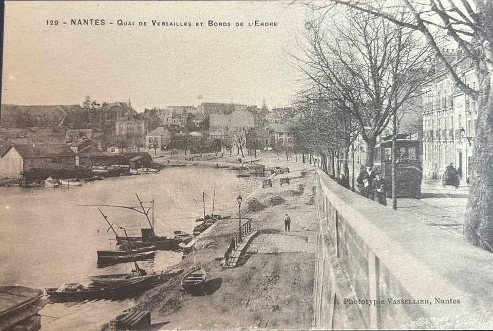 Nantes - Nantes - Ponts et quais de l'Erdre - Carte postale ancienne et vue d'Hier et Aujourd'hui - #54282