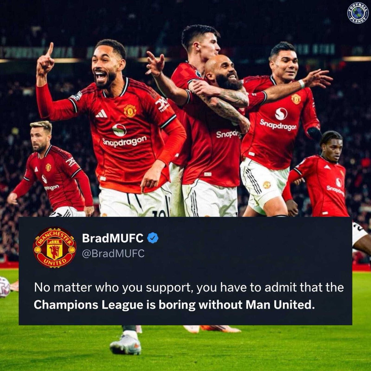 Champions league is very boring without the Red Devils. Forever a <a href="/ManUtd/">Manchester United</a> fan❤️.
<a href="/ManUtd_Es/">Manchester United</a> 
<a href="/ManUtdWomen/">Manchester United Women</a> 
<a href="/sesko_x/">Benjamin sesko</a> 
<a href="/BMbeumo19/">Bryan Mbeumo</a>