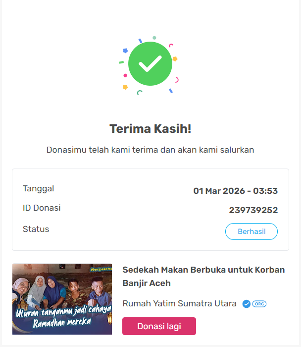 Thanks For Your Support In February, Hannies! ❤️
Sesuai janji, 5% sudah tersalurkan ya.

Jangan pernah lupa buat berbagi! ^^