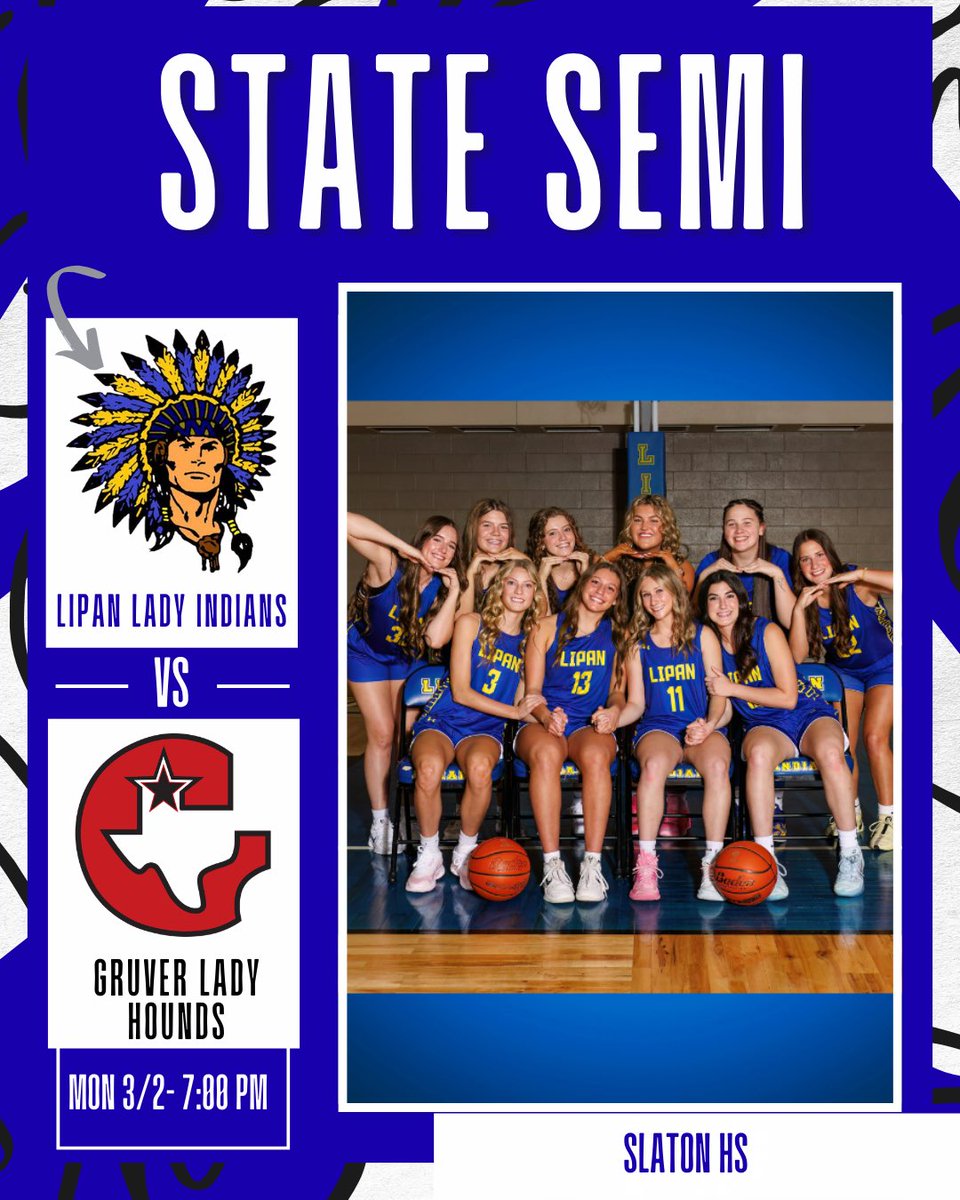 ladyNDNhoops's tweet photo. We know it’s a haul, but we NEED you ALL!! Come cheer on your Lady Indians! 

State Semifinal 
Gruver  (Home) vs Lipan (Visitor)
Monday, March 2
Slaton HS
7:00 pm
Tickets will be sold at the gate 
Adults $5/Students $3
NO PASSES ACCEPTED https://t.co/113UcpEVJU