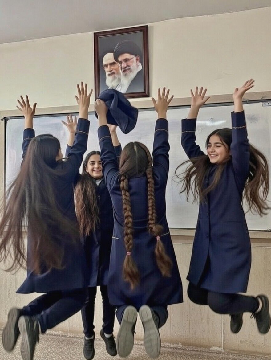 Ayatollah Khomeini is dead

Girls, women… you can let your hair down

Do it in the name of all of us 

FREEDOM