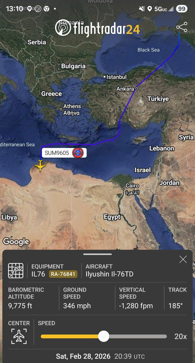 Borrowed7Time's tweet photo. Russia Ministry for Emergency Situations IL-76TD RA-76841 #152C29 as SUM9605 departed Moscow, landed at Al Khadim AB in Libya.
@sipjack1776 @thereccelizard @holgidaun @RBbethetruth @LadyAstroJet @Dinlas3 https://t.co/zm2tIvDjuU