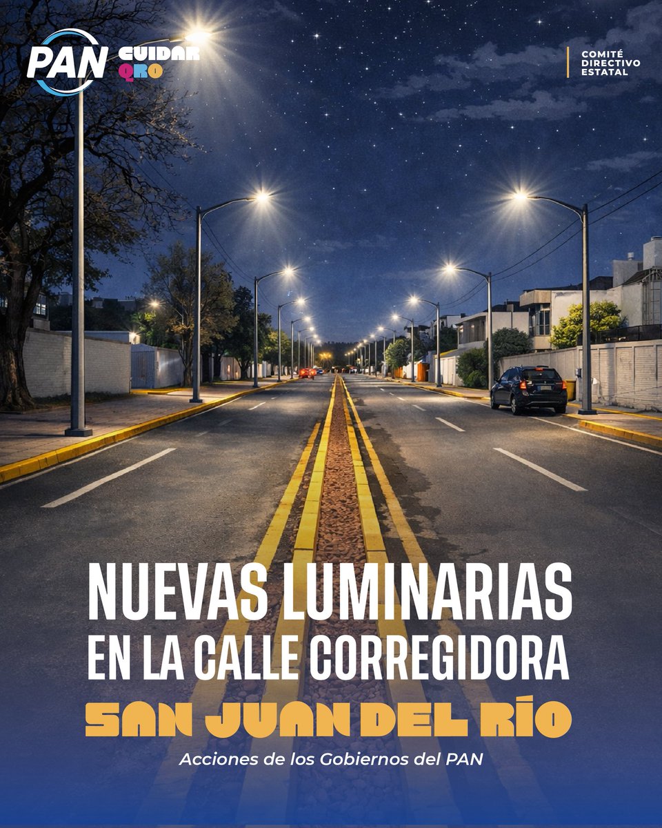 Los gobiernos del PAN en Querétaro realizan obras que mejoran la calidad de vida de sus habitantes.

Las colonias bien iluminadas hacen un entorno más seguro. #CuidarSanJuan