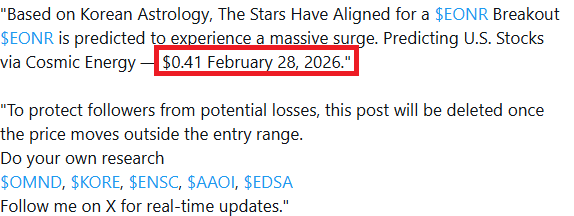 "Integrity is rare in this market. While others sell overpriced tips at the top, I provide real value before the breakout. I've already proven my accuracy with the Iranian attack prediction and the $EONR 0.41 . If it's posted after the price has already soared, it’s a pump and