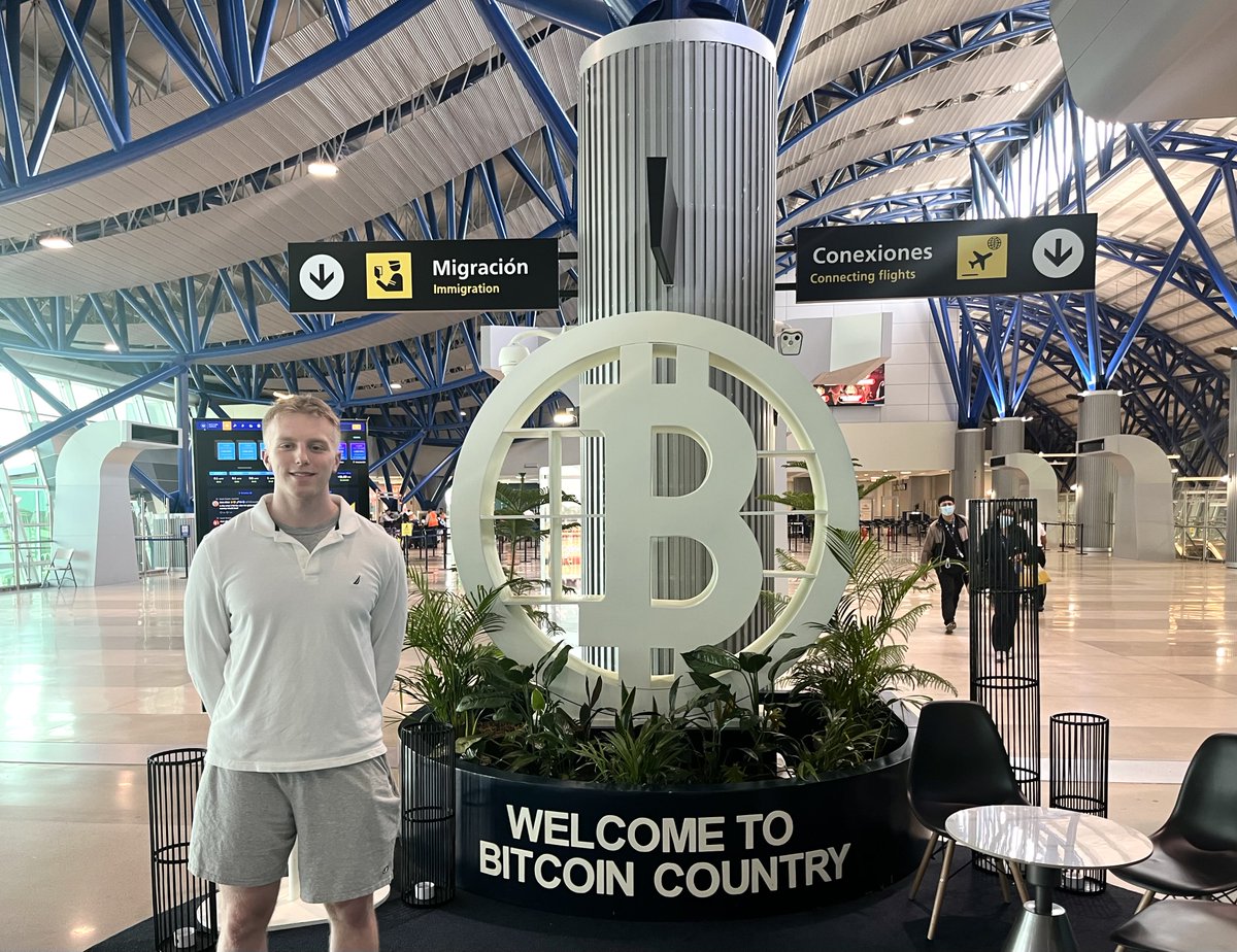 You land in El Salvador, and less than 30 seconds after getting off the plane, this is what greets every single passenger on the flight…

Welcome to BITCOIN COUNTRY! 🇸🇻⚡️

Pretty cool.