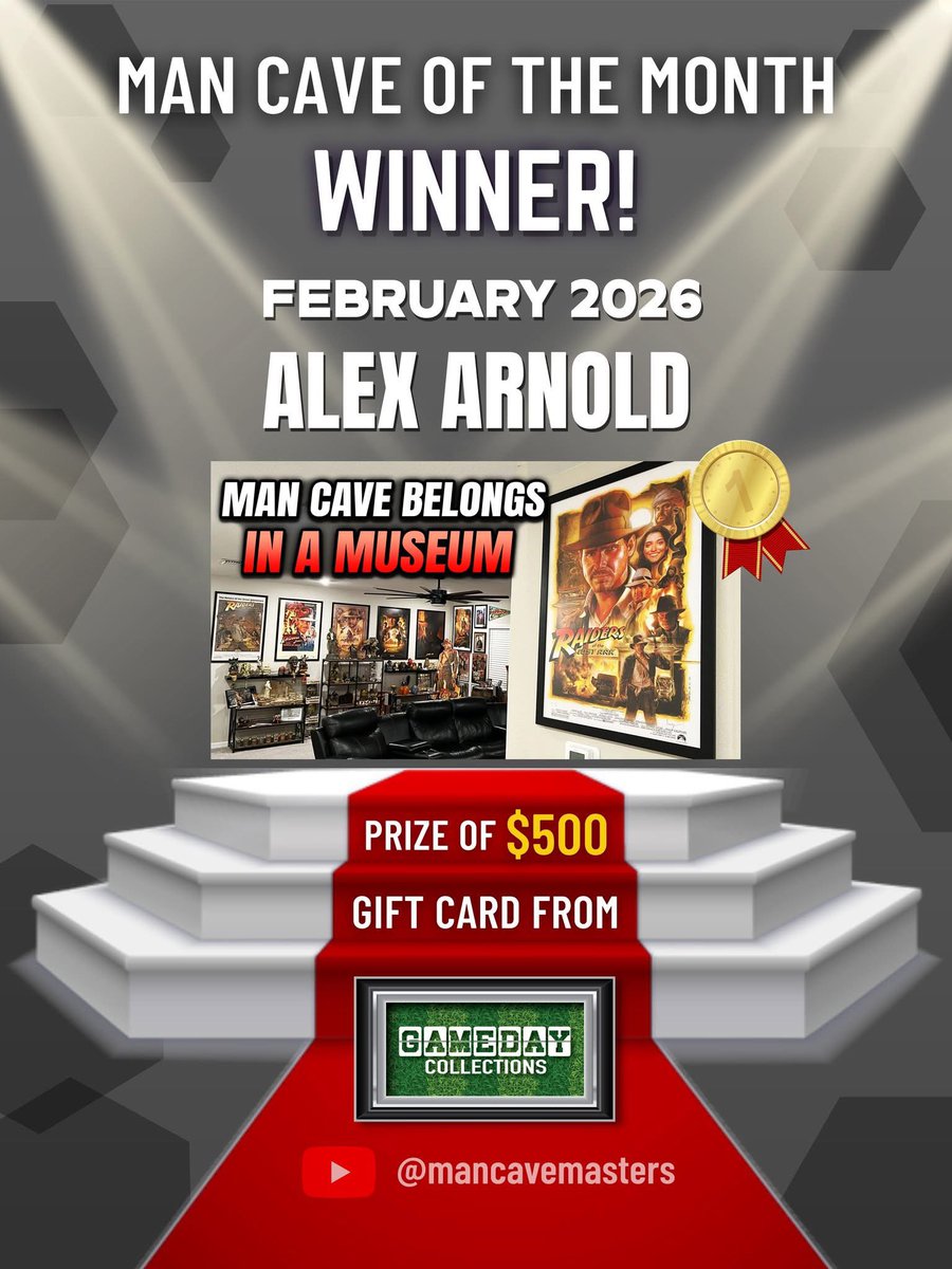 AlexArnold88's tweet image. Whoa! I won! 

Huge thanks to everyone who voted for me and to Man Cave Masters for featuring my Indiana Jones collection!

#indianajones #mancave