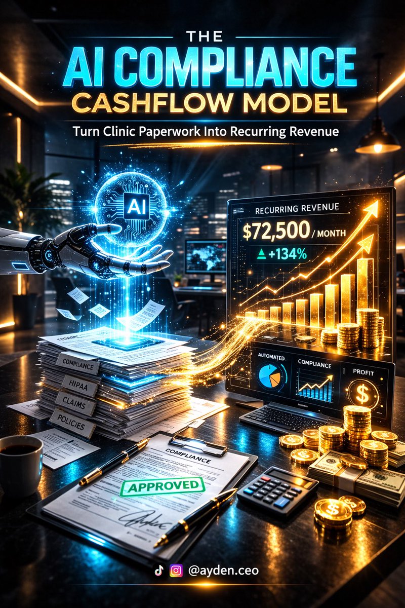 Boring AI niches pay the most.

Healthcare compliance automation.

Package document updates.
Sell monthly retainers.
Build regulatory infrastructure.

Unsexy. Profitable. Scalable.

#AIHealthcare
#B2BSystems
#RecurringRevenue
#ComplianceAutomation
#AIOpportunity