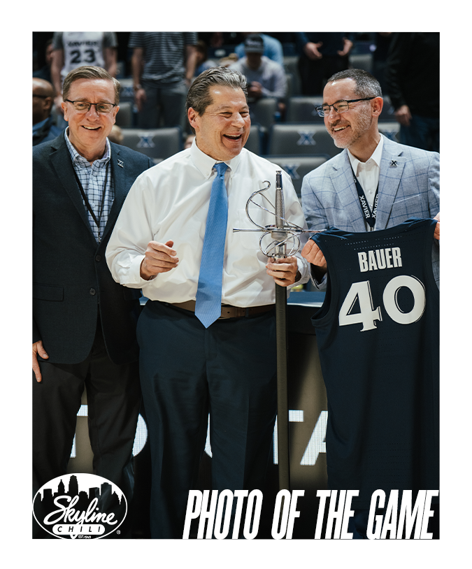 XUAthletics's tweet photo. Thank you, Herb!

Herb Bauer has served as the public address announcer at @XavierMBB home games since 1986 and has announced he will retire after the season.   

Photo of the game presented by @Skyline_Chili https://t.co/ph0QQGbYmS