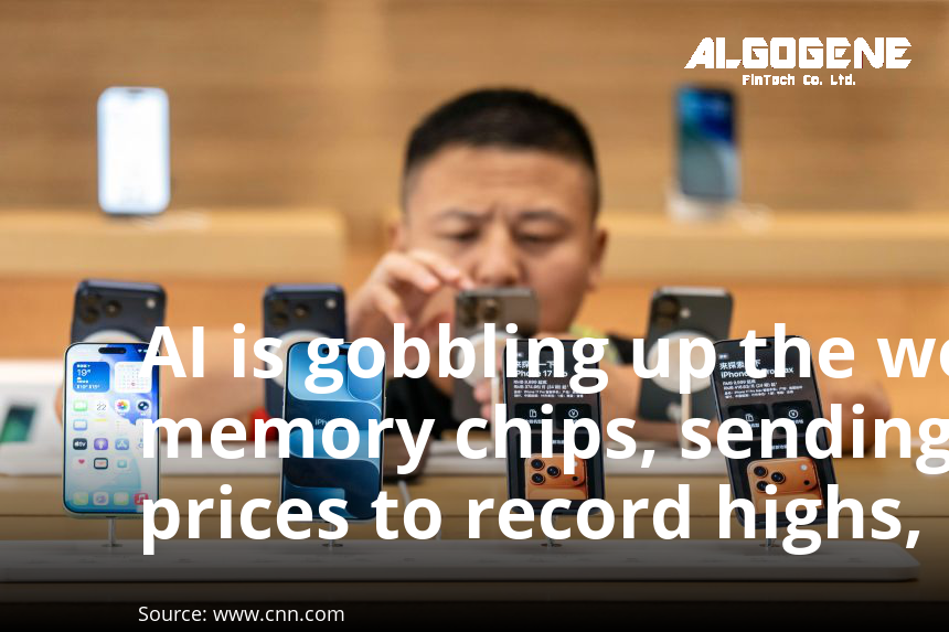 ALGOGENE_'s tweet photo. 🌍💹 AI is gobbling up the world’s memory chips, sending smartphone prices to record highs, report says. Continue reading 👉https://t.co/nGX33OAOKF

#ALGOGENE #BreakingNews #AIImpact #MemoryChipShortage #SmartphonePrices #TechInflation https://t.co/eRjr8dvi2T