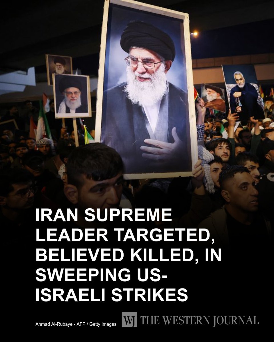 WesternJournalX's tweet photo. Iranian Supreme Leader Ali Khamenei was likely killed Saturday as war roared across the Middle East after a major military operation against Iran was begun by the United States and Israel. Khamenei was killed in the attack, Axios reported. The site said… https://t.co/UVrFx5QBqd https://t.co/y0CW0iuJRm