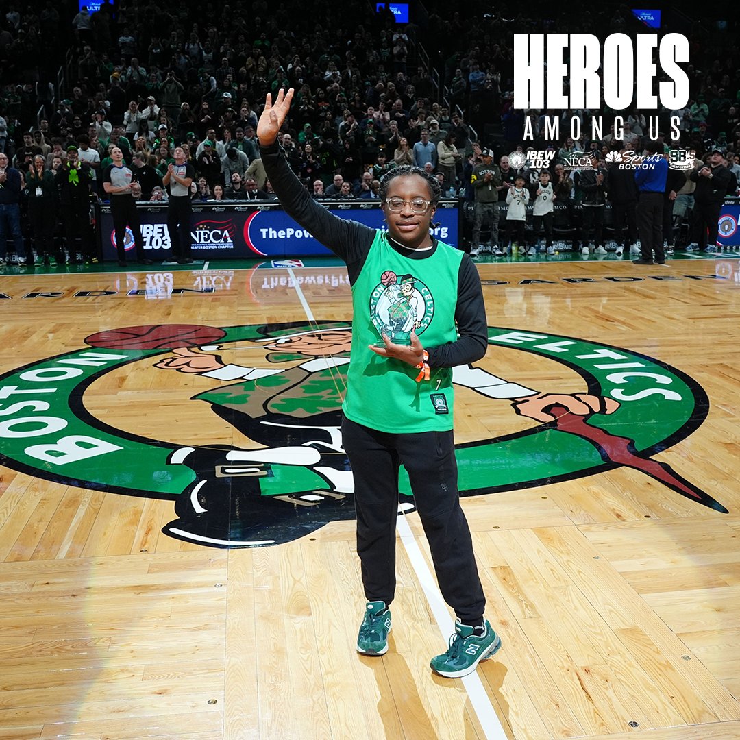 celtics's tweet photo. Today’s @IBEW103 &amp; @necaboston #HeroAmongUs is a multi-sport Special Olympics athlete and a member of the MA Down Syndrome Congress. While working as a disability inclusion advocate, Micaiah Elow delivered a keynote speech to over 200+ educators. https://t.co/Kc1W9A7Wew
