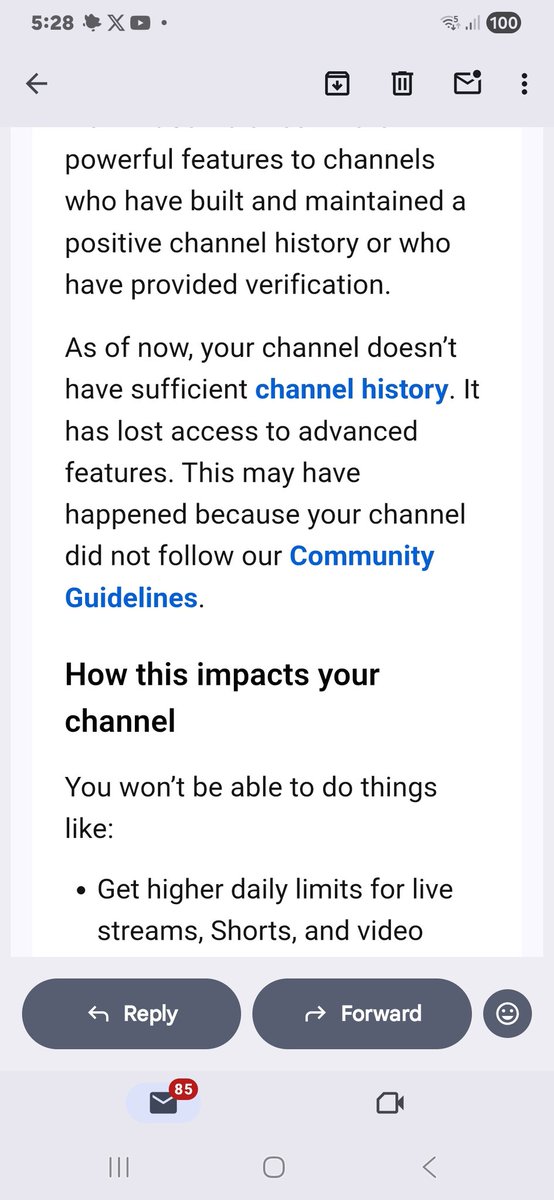 ValDemontano's tweet photo. I lost access to advanced features to my youtube account. This sucks a bit for me. https://t.co/R8v3qqHbvV
