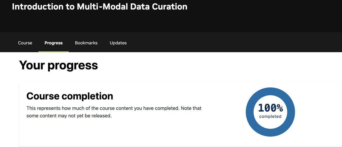 byblakecolton's tweet photo. I am pleased to have completed the "Introduction to Multi-Modal Data Curation" course with 100%. It strengthens my ML and AI skills through diverse data handling and enhances my cloud capabilities for scalable pipelines. #AI #MachineLearning #CloudComputing #DataCuration https://t.co/aEBEV7s0D3