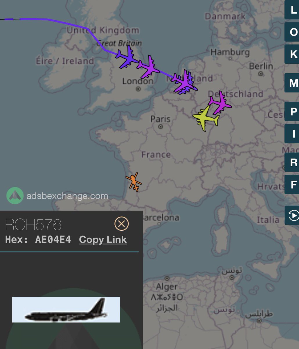 kmccomk's tweet photo. @Aviation_Intel Looks like they are inbound with they flying gas stations. 23:00 cet https://t.co/5cfKIk6ey6