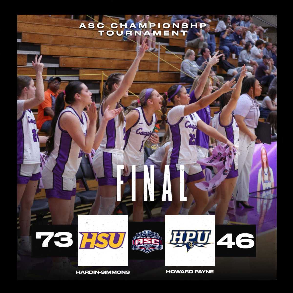 ASC_sports's tweet photo. Congratulations to Hardin-Simmons for winning the 2026 ASC Championship.
#ASChoops #d3hoops https://t.co/ImuDOp9mJj