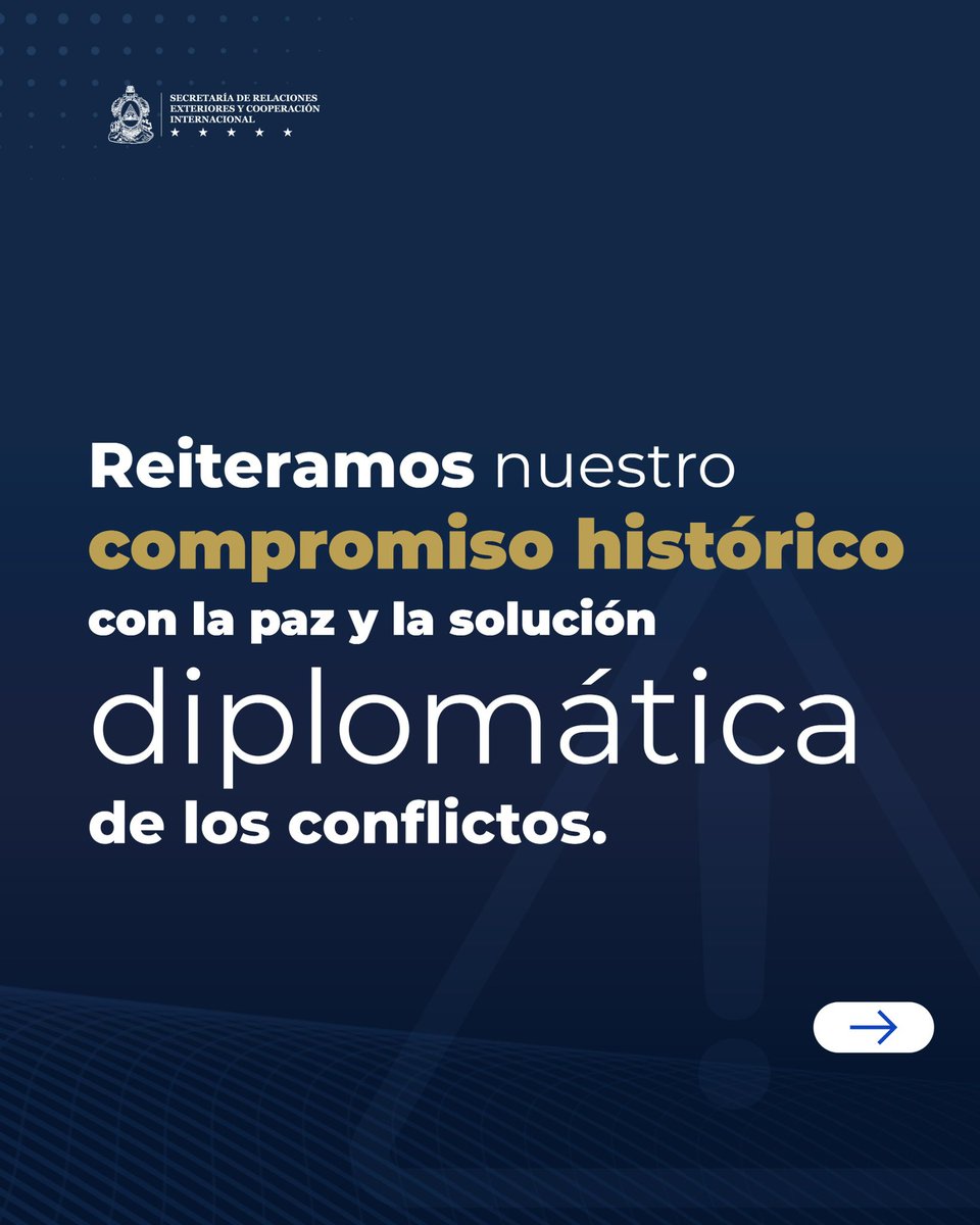 CancilleriaHN's tweet photo. 𝗣𝗿𝗼𝗻𝘂𝗻𝗰𝗶𝗮𝗺𝗶𝗲𝗻𝘁𝗼 𝗢𝗳𝗶𝗰𝗶𝗮𝗹 

𝗟𝗮 𝗥𝗲𝗽ú𝗯𝗹𝗶𝗰𝗮 𝗱𝗲 𝗛𝗼𝗻𝗱𝘂𝗿𝗮𝘀 𝗲𝘅𝗽𝗿𝗲𝘀𝗮 𝘀𝘂 𝗽𝗿𝗼𝗳𝘂𝗻𝗱𝗮 𝗽𝗿𝗲𝗼𝗰𝘂𝗽𝗮𝗰𝗶ó𝗻 𝗮𝗻𝘁𝗲 𝗹𝗮 𝗲𝘀𝗰𝗮𝗹𝗮𝗱𝗮 𝗱𝗲 𝘁𝗲𝗻𝘀𝗶𝗼𝗻𝗲𝘀 𝗲𝗻 𝗠𝗲𝗱𝗶𝗼 𝗢𝗿𝗶𝗲𝗻𝘁𝗲, 𝗽𝗼𝗿 𝗹𝗼 𝗾𝘂𝗲 𝗿𝗲𝗮𝗳𝗶𝗿𝗺𝗮 𝘀𝘂 𝗰𝗼𝗺𝗽𝗿𝗼𝗺𝗶𝘀𝗼 𝗰𝗼𝗻 𝗹𝗮 𝗽𝗮𝘇 𝘆 𝗹𝗮 𝘃í𝗮 𝗱𝗶𝗽𝗹𝗼𝗺á𝘁𝗶𝗰𝗮.

Instamos a los hondureños en Medio Oriente a mantenerse en lugares seguros, informarse por canales oficiales y comunicarse con nuestras sedes diplomáticas 📞🏛️ que encontrarán en este comunicado.

➡️ DESLIZA para ver el comunicado completo. 

𝗟𝗮 𝘀𝗲𝗴𝘂𝗿𝗶𝗱𝗮𝗱 𝗱𝗲 𝗻𝘂𝗲𝘀𝘁𝗿𝗼𝘀 𝗰𝗼𝗺𝗽𝗮𝘁𝗿𝗶𝗼𝘁𝗮𝘀 𝗲𝘀 𝗽𝗿𝗶𝗼𝗿𝗶𝗱𝗮𝗱 🇭🇳.