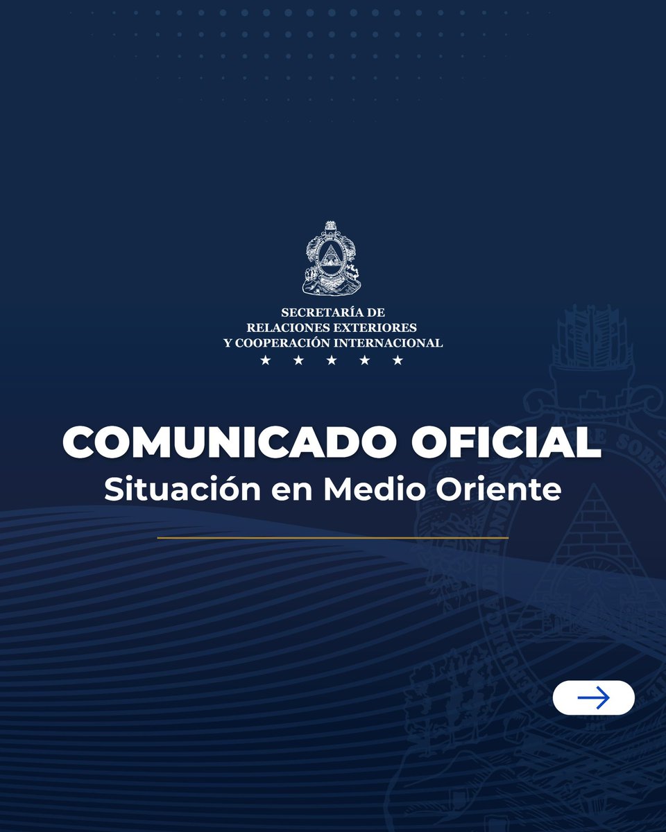 CancilleriaHN's tweet photo. 𝗣𝗿𝗼𝗻𝘂𝗻𝗰𝗶𝗮𝗺𝗶𝗲𝗻𝘁𝗼 𝗢𝗳𝗶𝗰𝗶𝗮𝗹 

𝗟𝗮 𝗥𝗲𝗽ú𝗯𝗹𝗶𝗰𝗮 𝗱𝗲 𝗛𝗼𝗻𝗱𝘂𝗿𝗮𝘀 𝗲𝘅𝗽𝗿𝗲𝘀𝗮 𝘀𝘂 𝗽𝗿𝗼𝗳𝘂𝗻𝗱𝗮 𝗽𝗿𝗲𝗼𝗰𝘂𝗽𝗮𝗰𝗶ó𝗻 𝗮𝗻𝘁𝗲 𝗹𝗮 𝗲𝘀𝗰𝗮𝗹𝗮𝗱𝗮 𝗱𝗲 𝘁𝗲𝗻𝘀𝗶𝗼𝗻𝗲𝘀 𝗲𝗻 𝗠𝗲𝗱𝗶𝗼 𝗢𝗿𝗶𝗲𝗻𝘁𝗲, 𝗽𝗼𝗿 𝗹𝗼 𝗾𝘂𝗲 𝗿𝗲𝗮𝗳𝗶𝗿𝗺𝗮 𝘀𝘂 𝗰𝗼𝗺𝗽𝗿𝗼𝗺𝗶𝘀𝗼 𝗰𝗼𝗻 𝗹𝗮 𝗽𝗮𝘇 𝘆 𝗹𝗮 𝘃í𝗮 𝗱𝗶𝗽𝗹𝗼𝗺á𝘁𝗶𝗰𝗮.

Instamos a los hondureños en Medio Oriente a mantenerse en lugares seguros, informarse por canales oficiales y comunicarse con nuestras sedes diplomáticas 📞🏛️ que encontrarán en este comunicado.

➡️ DESLIZA para ver el comunicado completo. 

𝗟𝗮 𝘀𝗲𝗴𝘂𝗿𝗶𝗱𝗮𝗱 𝗱𝗲 𝗻𝘂𝗲𝘀𝘁𝗿𝗼𝘀 𝗰𝗼𝗺𝗽𝗮𝘁𝗿𝗶𝗼𝘁𝗮𝘀 𝗲𝘀 𝗽𝗿𝗶𝗼𝗿𝗶𝗱𝗮𝗱 🇭🇳.