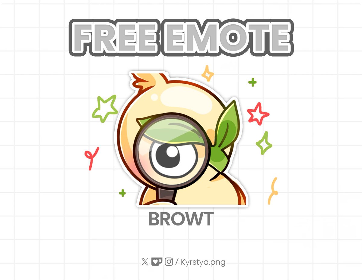 🌱 FREE POKEMON EMOTE 🔴 

Go grab and enjoy the #browt emote! ✨ 
Giving away a emote made by me for 24 hours only! 🎉 

If you use it, please don’t forget to credit me 💖 Happy #PokemonDay !

🔗 Download from: ko-fi.com/s/b6688023cf
🔗 Download from: vgen.co/Kyrstya/shop