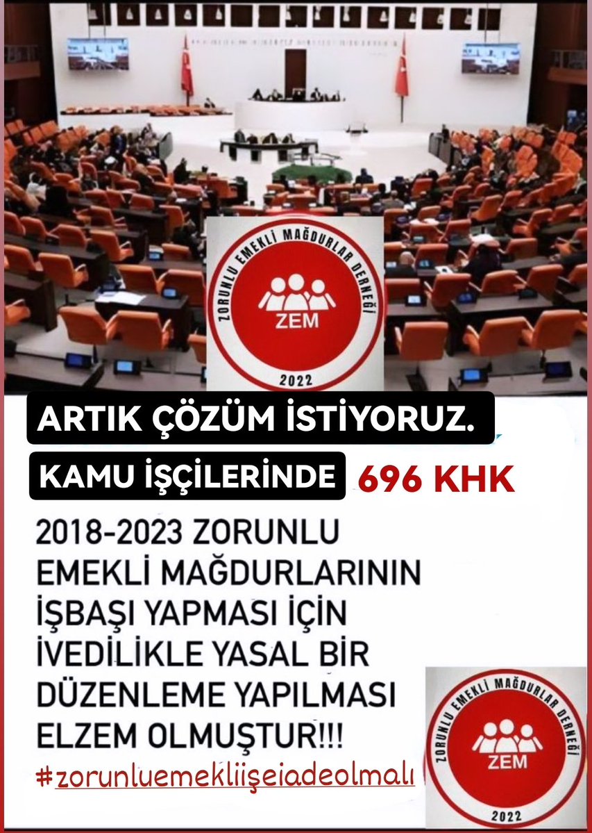 <a href="/muratvilkenTR/">Murat VİLKEN 🇹🇷</a> <a href="/EYksel2/">TC Şengül Yüksel 🇹🇷🇹🇷🇹🇷</a> 🔥 UMUT HAKKI 🔥
696 KHK ile irademiz dışında genç yaşta emekli edildik
Eksik prim, düşük maaş, yarım bırakılmış bir hayat
Biz lütuf değil hakkımızı istiyoruz
İşe iade, adalet ve onurlu çalışma hakkı istiyoruz
Umut bir ayrıcalık değil, haktır.<a href="/RTErdogan/">Recep Tayyip Erdoğan</a> #GSvALN #GüllerveGünahlar