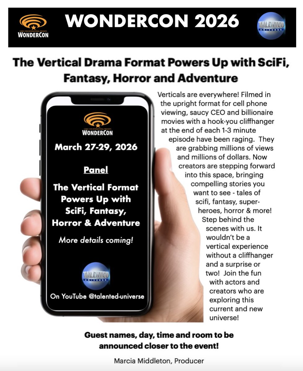 Thrilled to announce that I am producing a panel for Wondercon 2026!  Anaheim, here we come. More details  soon!  Here is what I can release now: