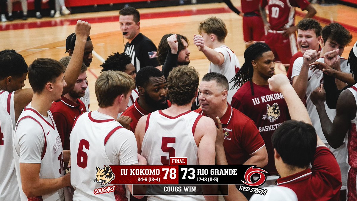 IUKMBB's tweet photo. 𝐇𝐄𝐀𝐃𝐄𝐃 𝐓𝐎 𝐓𝐇𝐄 '𝐒𝐇𝐈𝐏🔥

IU Kokomo avenges the regular season loss to Rio Grande, taking down the RedStorm to host IU Southeast in Tuesday's @riverstatesconf Championship game!

#RollCougs https://t.co/4BtolozSLZ